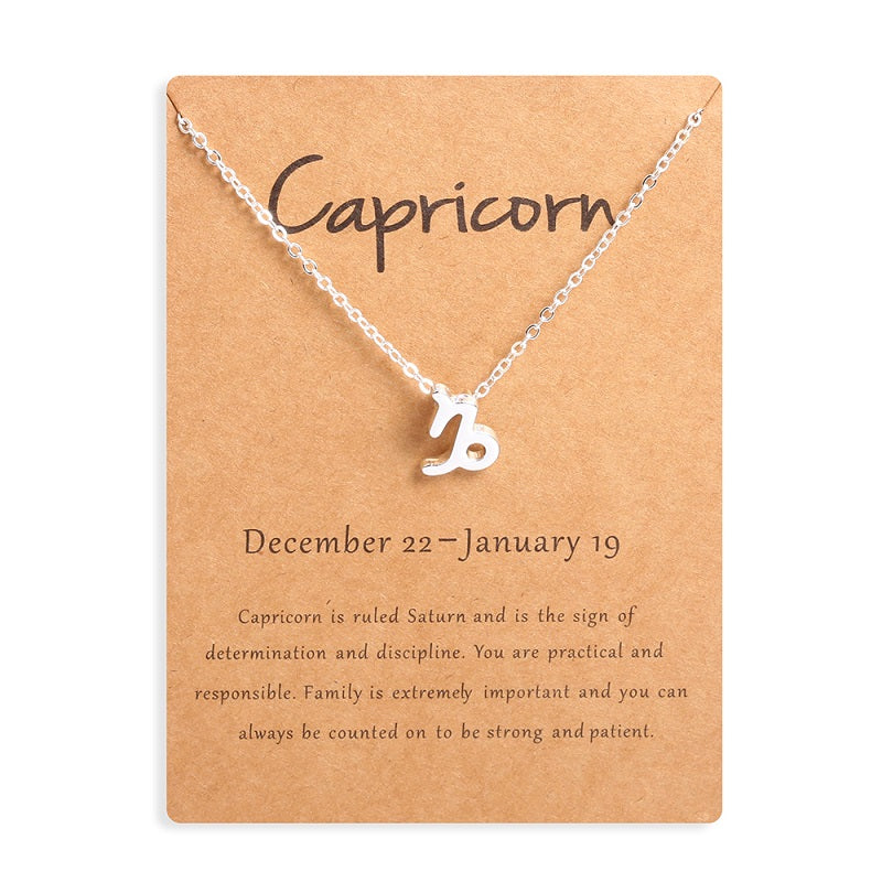 12 Zodiac Sign Necklaces With Gift Card Constellations Pendant Necklace Jewelry
