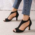 Women's High Heeled Fish Mouth Sandals with Zipper Closure - Summer Dressy Open Toe Footwear