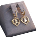 European And American Golden Heart-shaped Letter Earrings