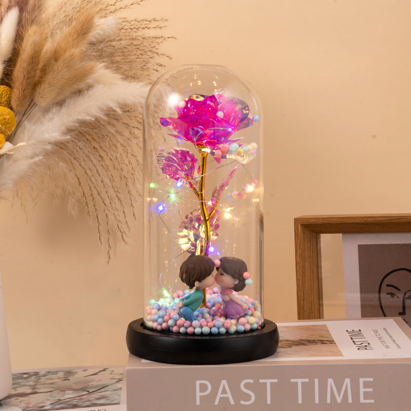 Eternal Rose LED Light Foil Flower In Glass Cover Night Lights Valentines Day Gifts Lamp Decor For  Home Bedroom Wedding Gift Valentine's Day Gifts