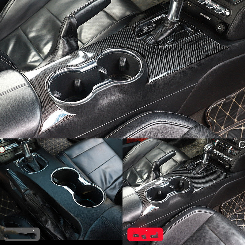 Carbon Fiber Stall Water Cup Panel Decoration Stickers Car Interior Modification Accessories
