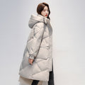 Womens Mid-Length White Down Padded Coat In Plus Sizes