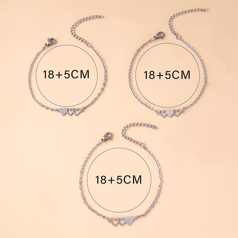 Love Heart Charms Chain Bracelets For Sisters Best Friends