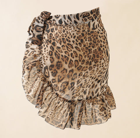 Womens Printed Leopard-Print Beach Skirt