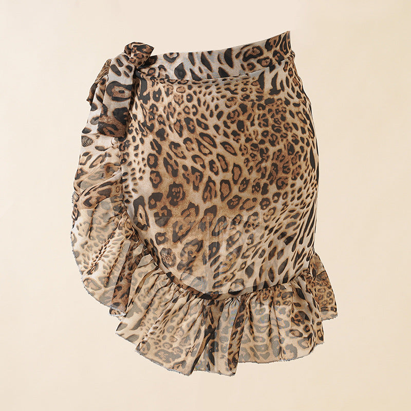 Womens Printed Leopard-Print Beach Skirt