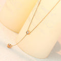 Stainless steel plated 18K rose gold single drill necklace
