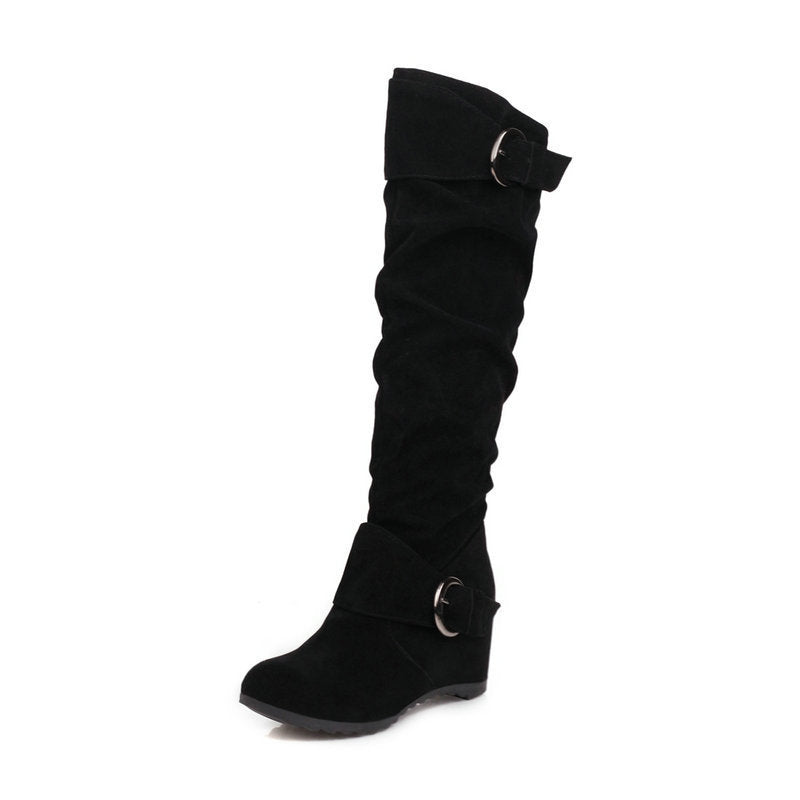 Wedge-heel British-style High-top Womens Knee-high Boots