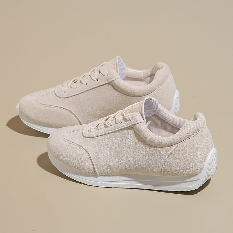 Plus-size Women's Leather Lace-up Casual Sneakers