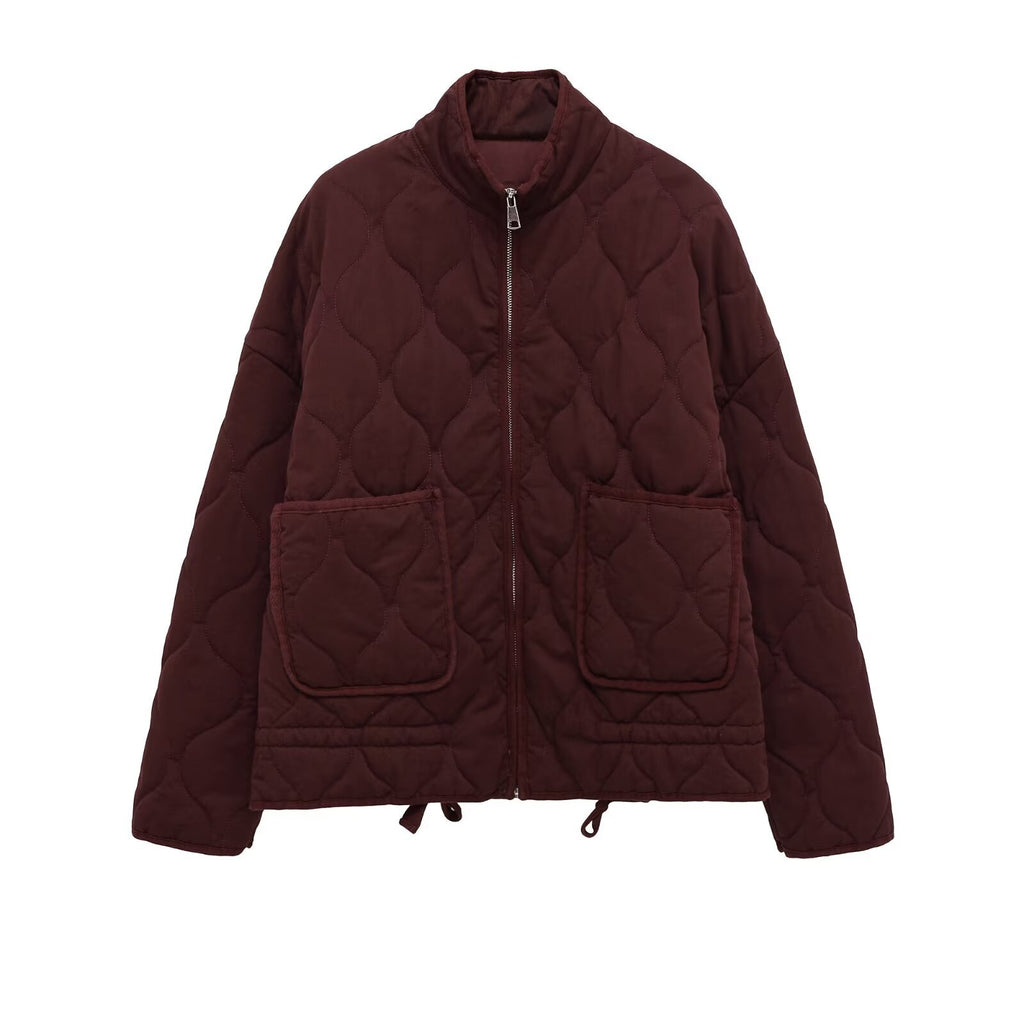 Womens Casual Relaxed-fit Retro Cotton Coat With A Stand-up Collar