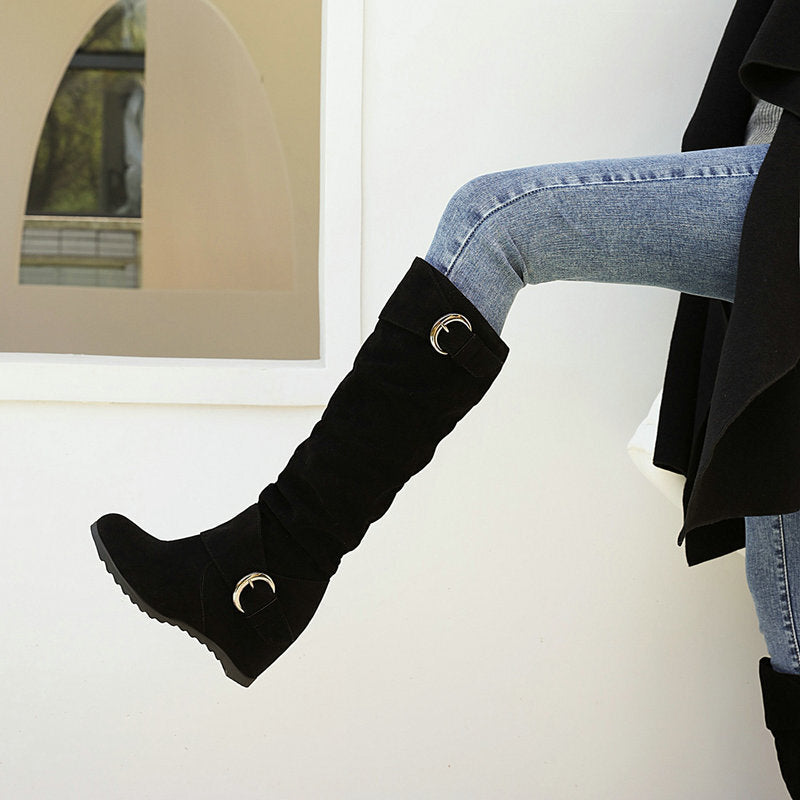 Wedge-heel British-style High-top Womens Knee-high Boots