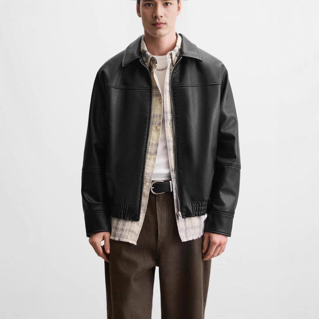 Mens Faux Leather Biker Jacket Coat