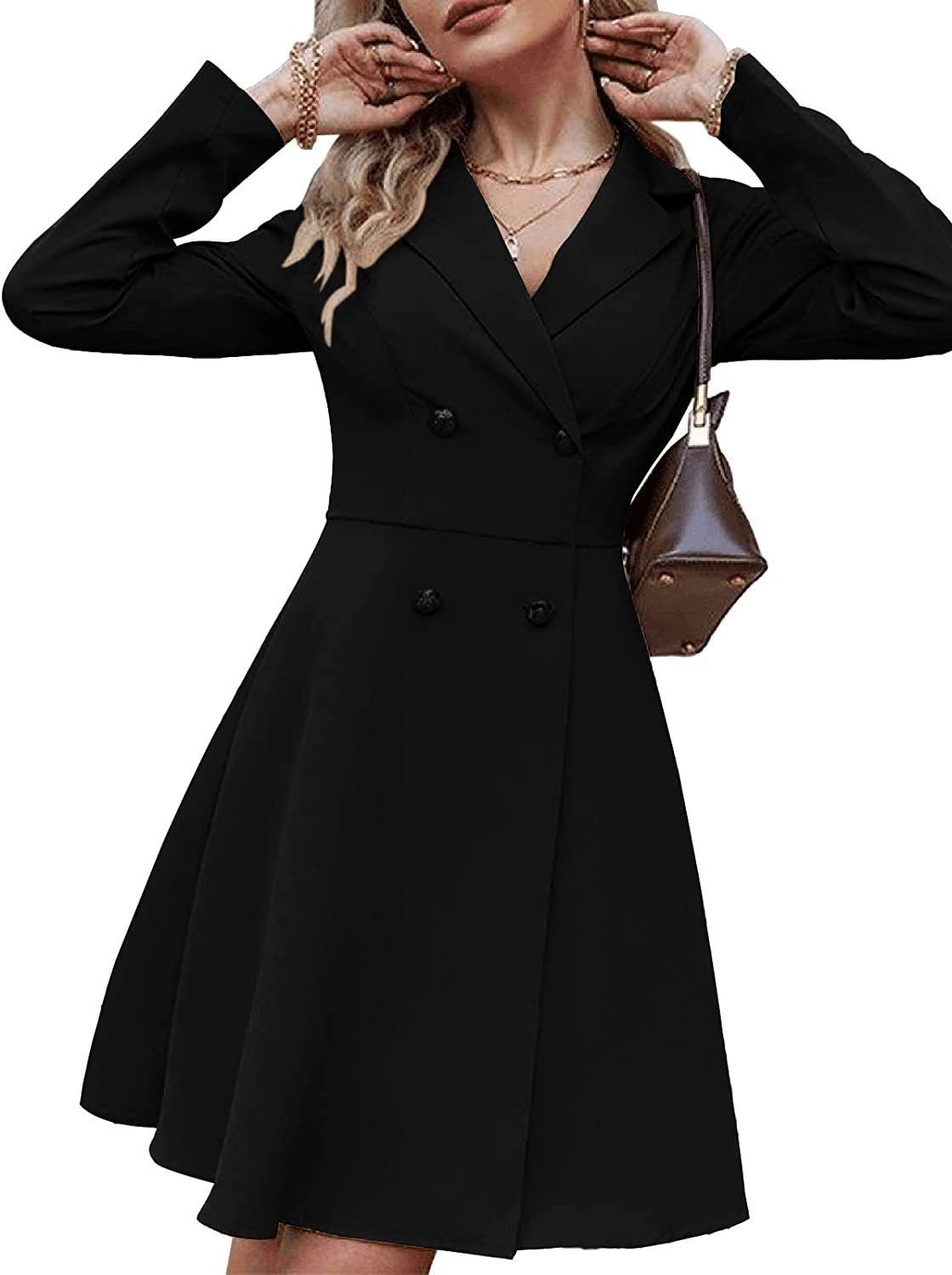Solid-Color Double-Breasted Long-Sleeve Trench Coat Fashionable Slim-Fit Outerwear