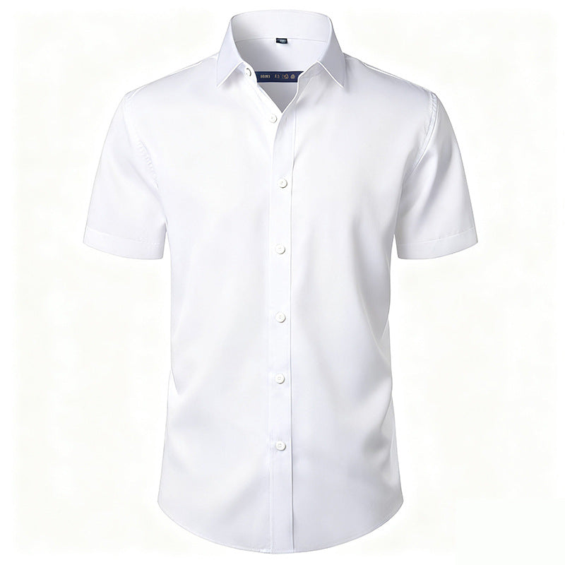 Solid-color Stretchy Cardigan Wrinkle-resistant Long-sleeve Shirt