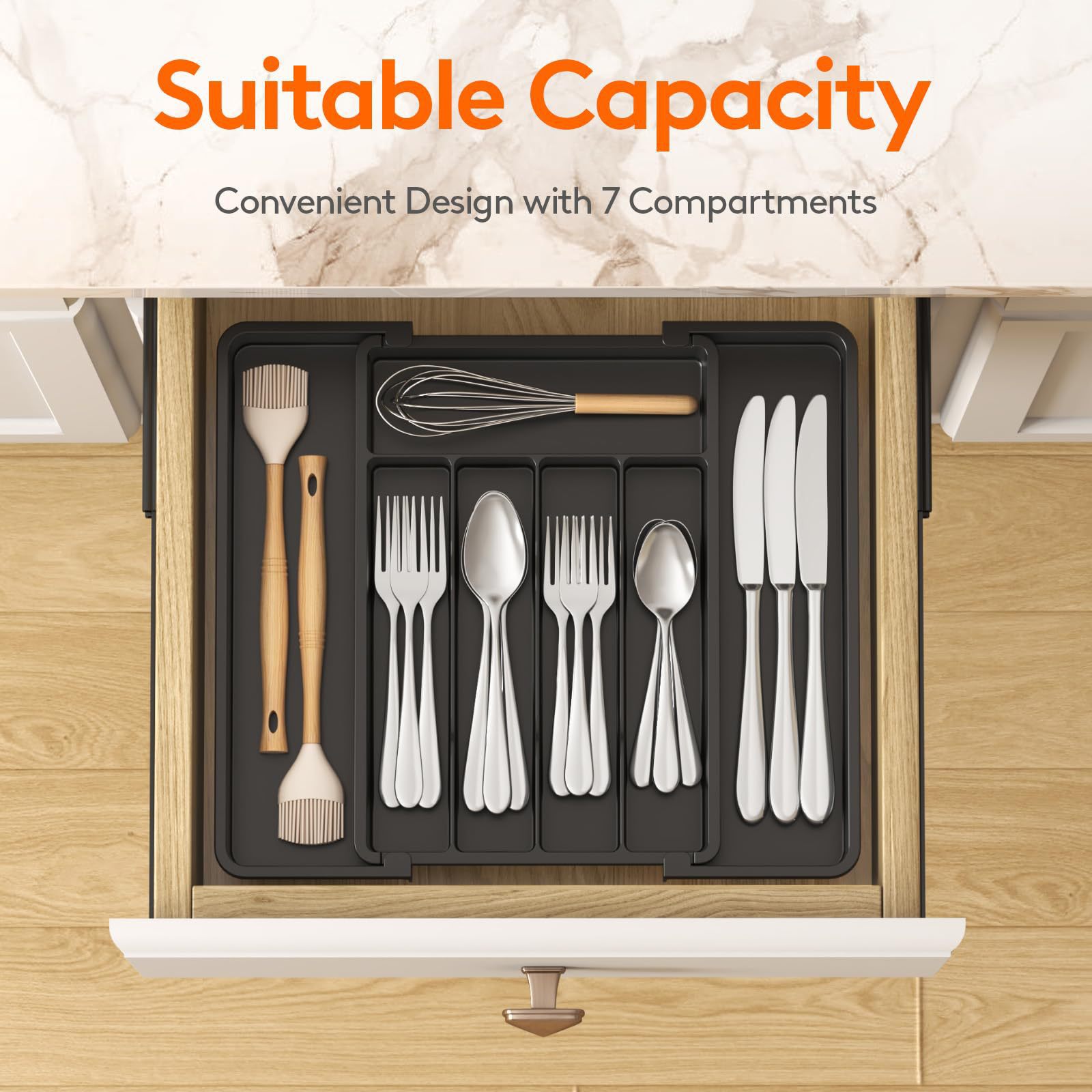 Expandable Kitchen Drawer Organizer For Utensils