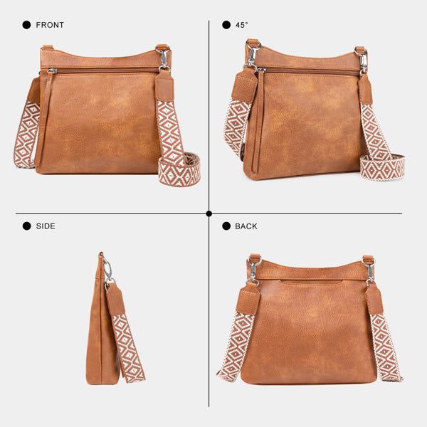 Crossbody Bags For Women With 2 Adjustable Straps Multi Pocket Small Cross Body Purse-Brown
