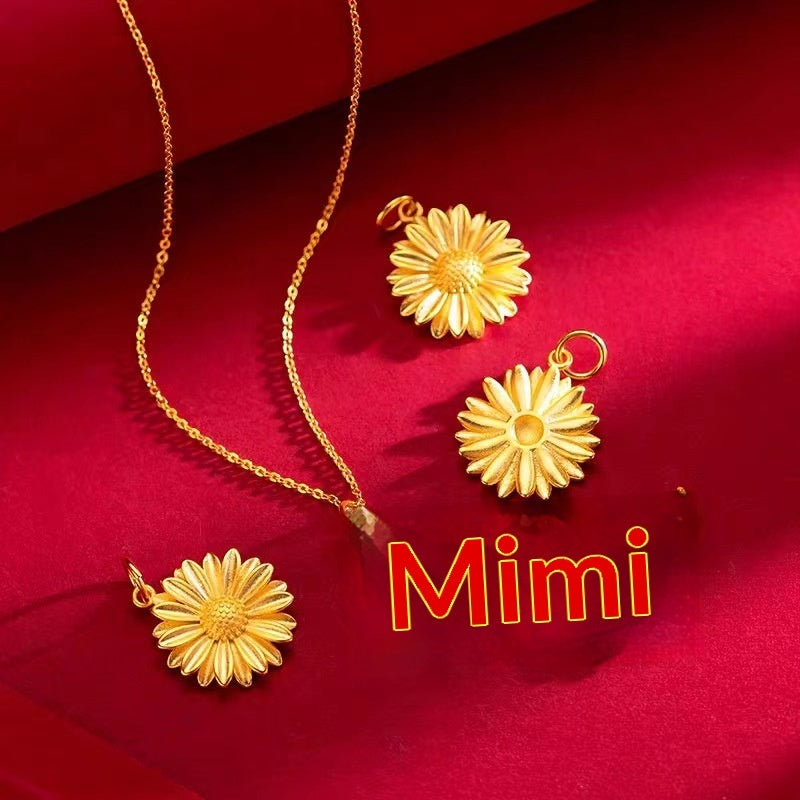 Xiaohongshu-style Court-Style Sunflower Womens Gold-Plated Pendant Necklace