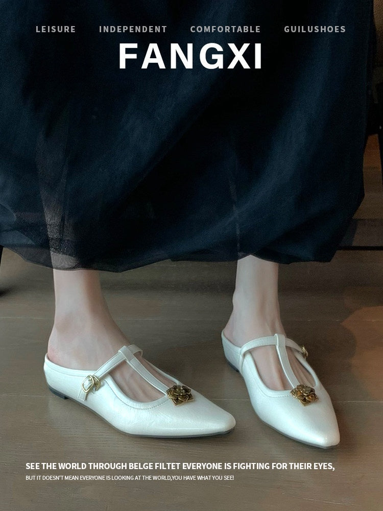 2026 French Retro Wedge Heel Mules For Women, Elegant Closed Toe Slip-on Sandals, Comfortable Hidden Heel Lazy Shoes For Summer Outdoor