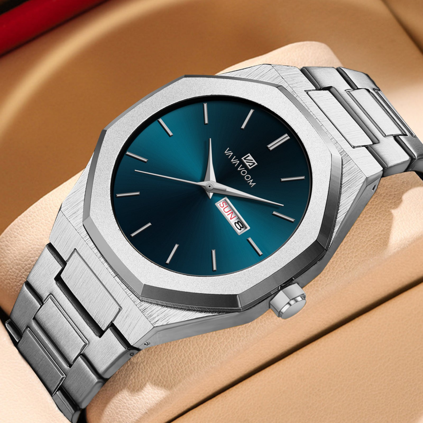 Business-Casual Steel-Chain Mens Watch