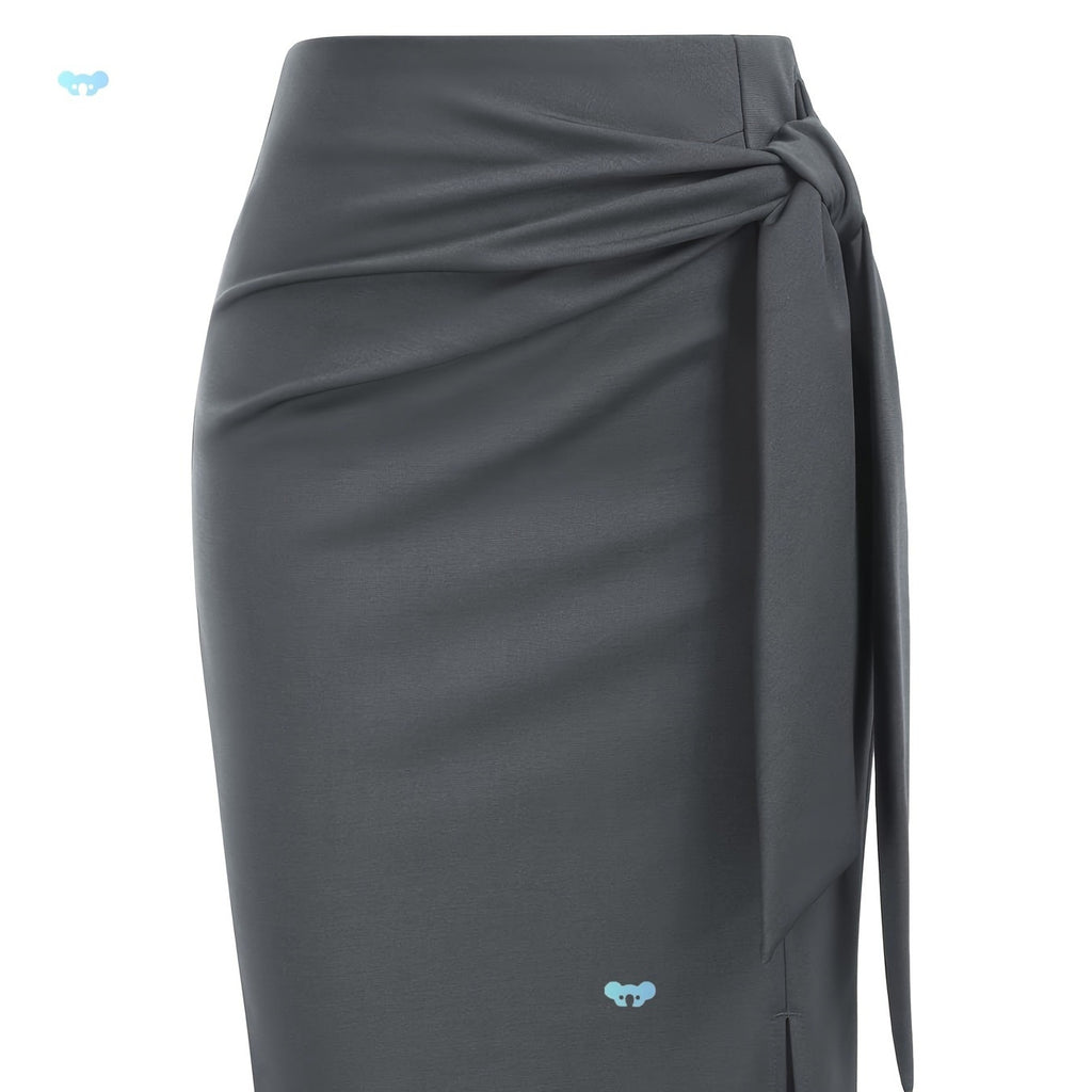 Elegant Monochrome High-waisted Knee-length Skirt For Women