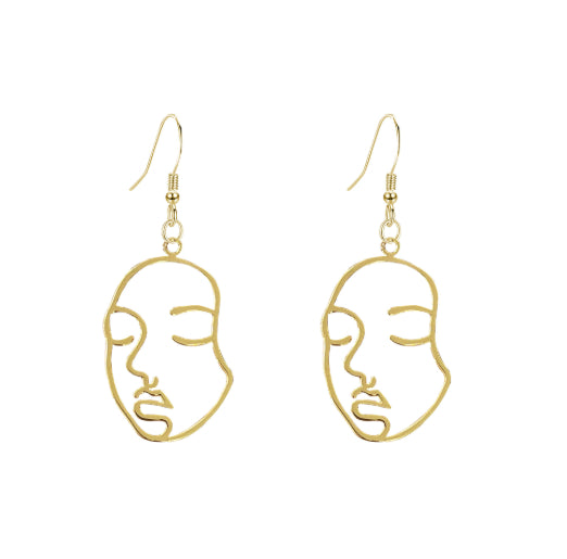 Personalized Metal Hollow-Out Face Earrings