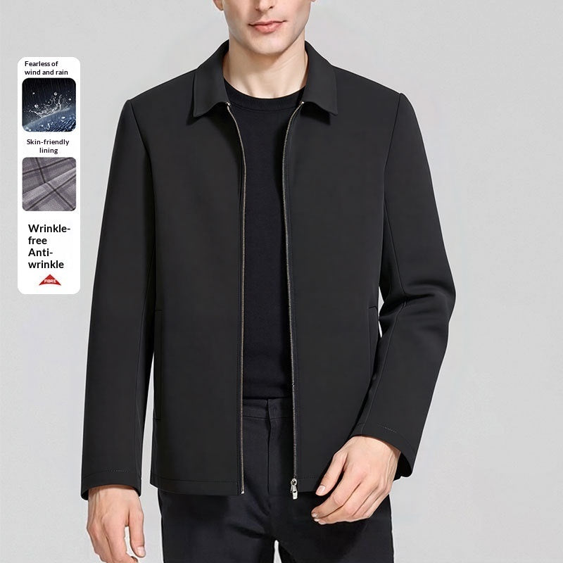 Business-casual Wrinkle-free Solid-color Versatile Mens Jacket