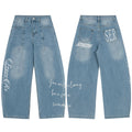 Korean-style Light-wash Wide-leg Denim Jeans For Women
