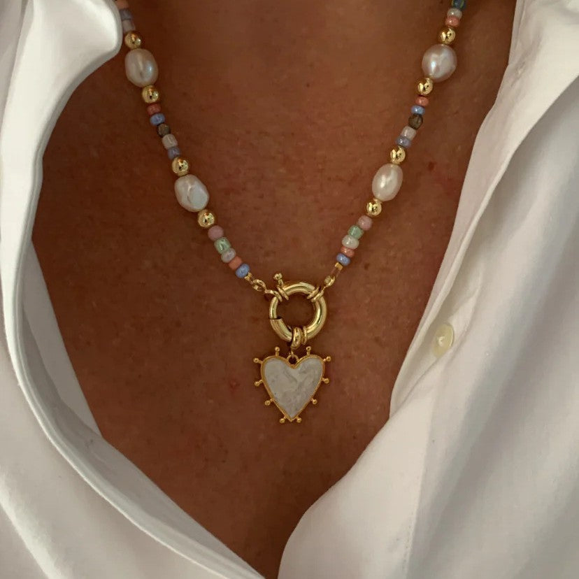 Heart-shaped Bead Pendant Necklace For Women