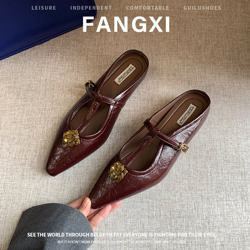 2026 French Retro Wedge Heel Mules For Women, Elegant Closed Toe Slip-on Sandals, Comfortable Hidden Heel Lazy Shoes For Summer Outdoor