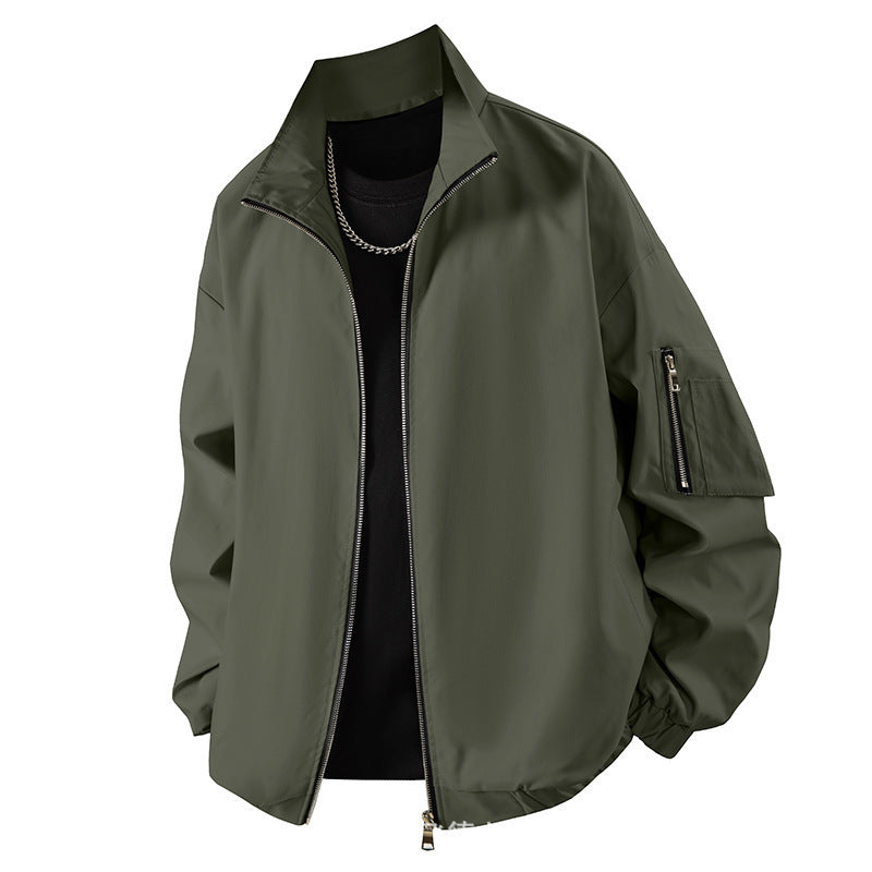 Mens Loose-fitting American Workwear Jacket For Spring And Fall
