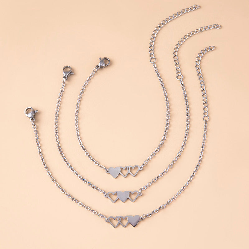Love Heart Charms Chain Bracelets For Sisters Best Friends