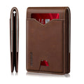 Real Leather Wallet For Men,Slim Bifold Wallet Minimalist Front Pocket Design, RFID Mens Wallet With Money Pocket,ID Window, Hold Up To 11 Cards, Brown, Minimalist