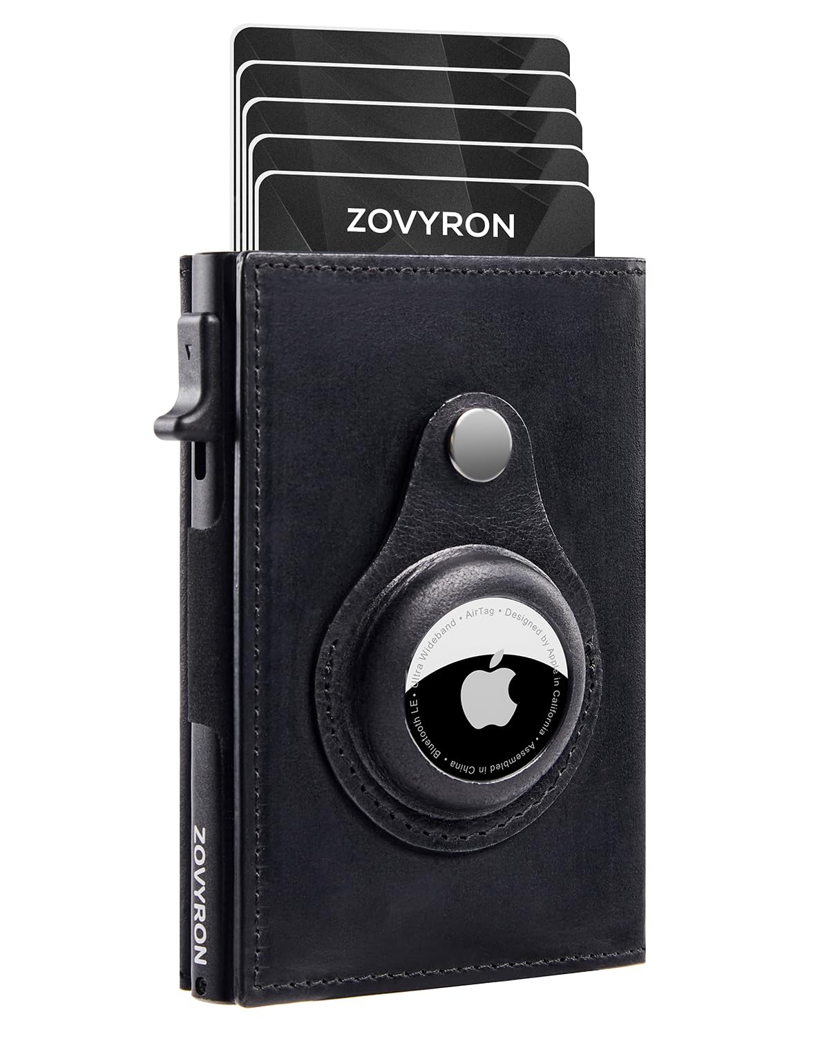 Airtag Wallet Men Smart Wallet Slim Minimalist RFID Front Pocket Wallet With Airtag Holder Metal Money Card Holder ,Airtag Not Included