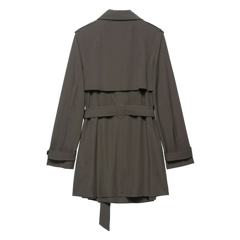 Temperament Women's Hydrophobic Windproof Double Breasted Trench Coat