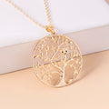 Fashion Gold Hollow Tree Of Life Necklace Crystal Bird Owl Pendant Statement Necklaces For Women Sweater Chain Jewelry