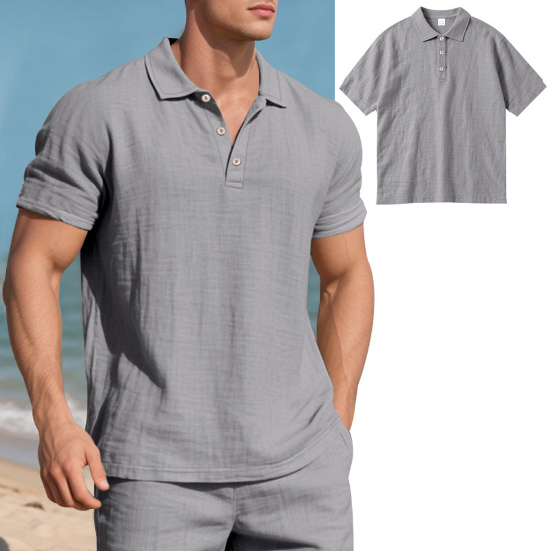 Breathable Linen Casual Short-Sleeve Polo Shirt