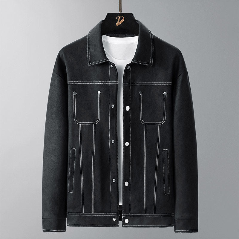 Mens SpringSummer SuedeLike Fabric Work Jacket