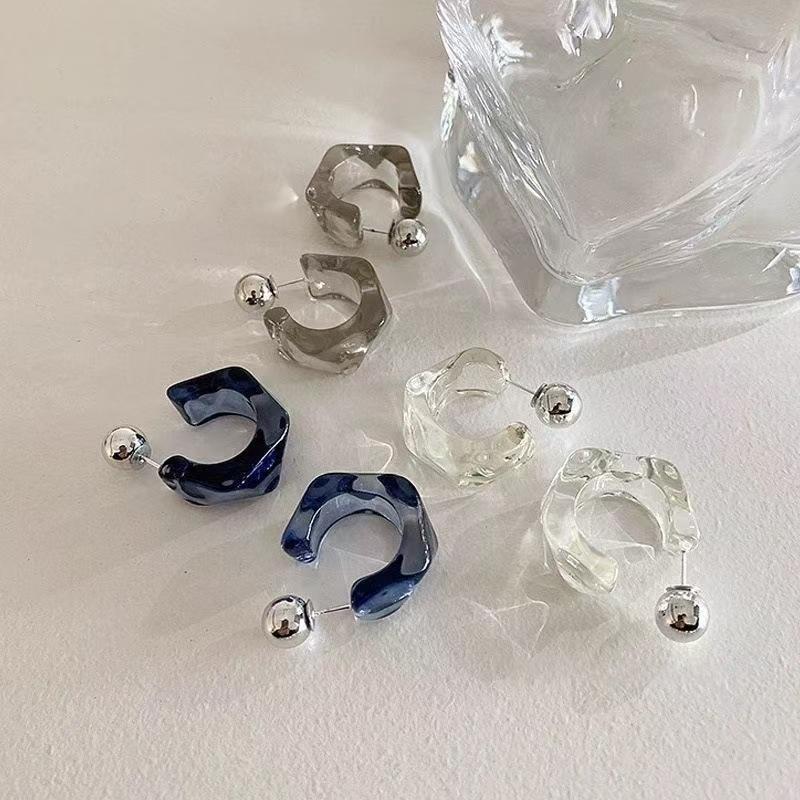 1 Pair Korean Trendy Acrylic C-Shaped Hoop Earrings, Youthful, Stylish & Exquisite Personalized Design Earrings For Women