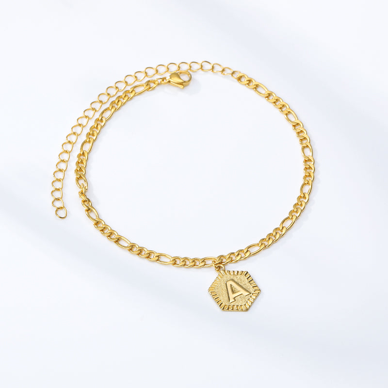 26  Alphabet Letter Anklet Gold Color Foot Chain Bracelet