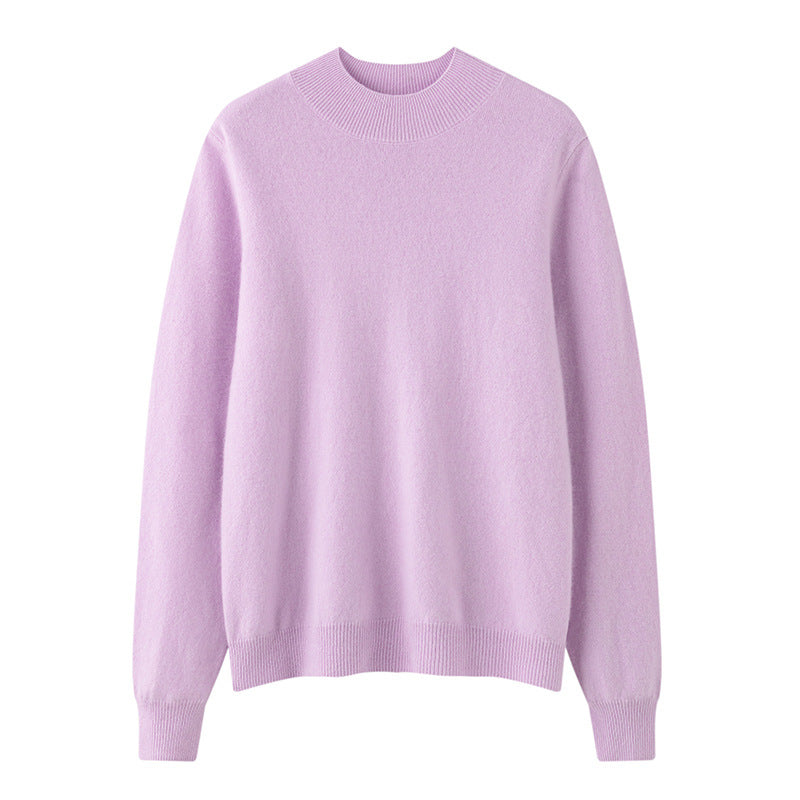 Womens Solid-Color Loose-Fit Mock-Neck Cashmere Sweater