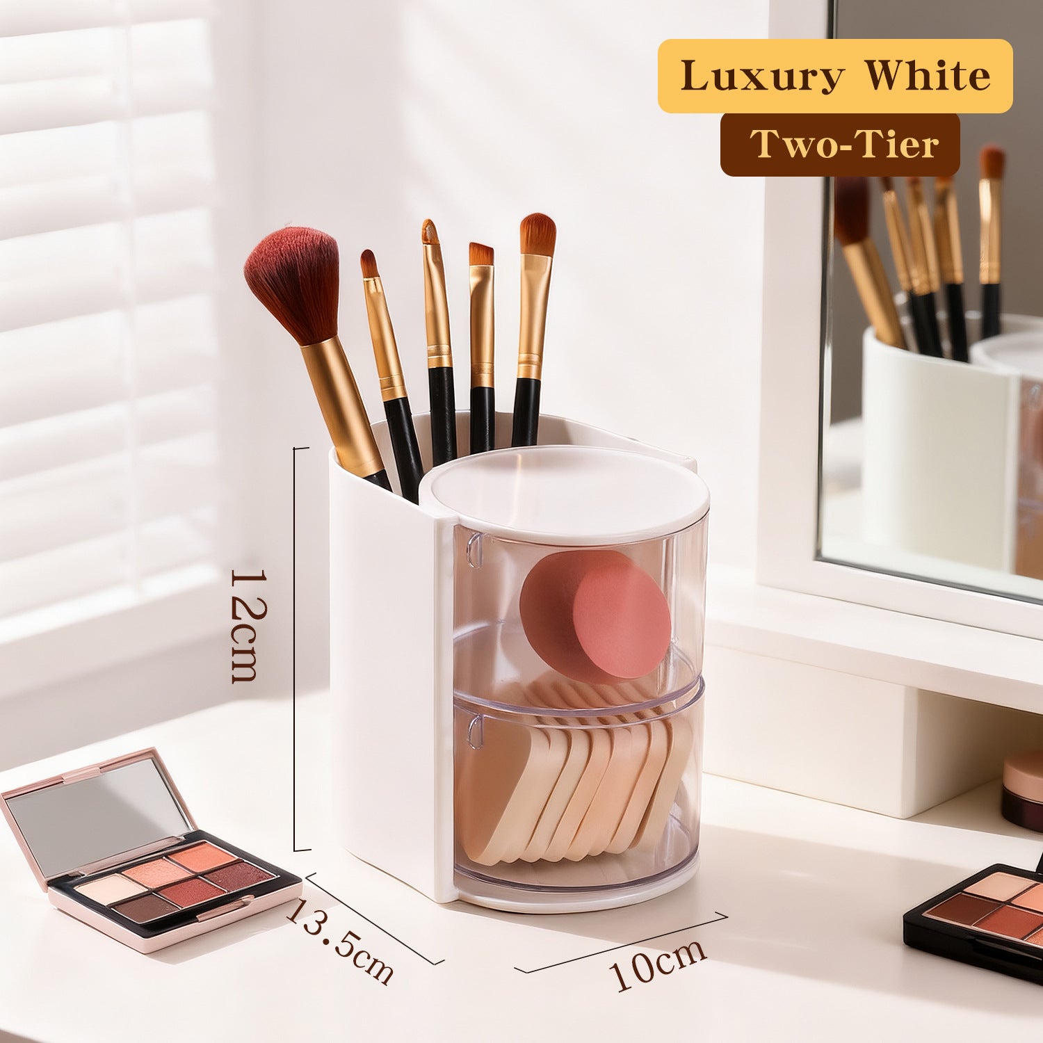 Solid-color Minimalist Multi-tier Rotating Cosmetic Organizer