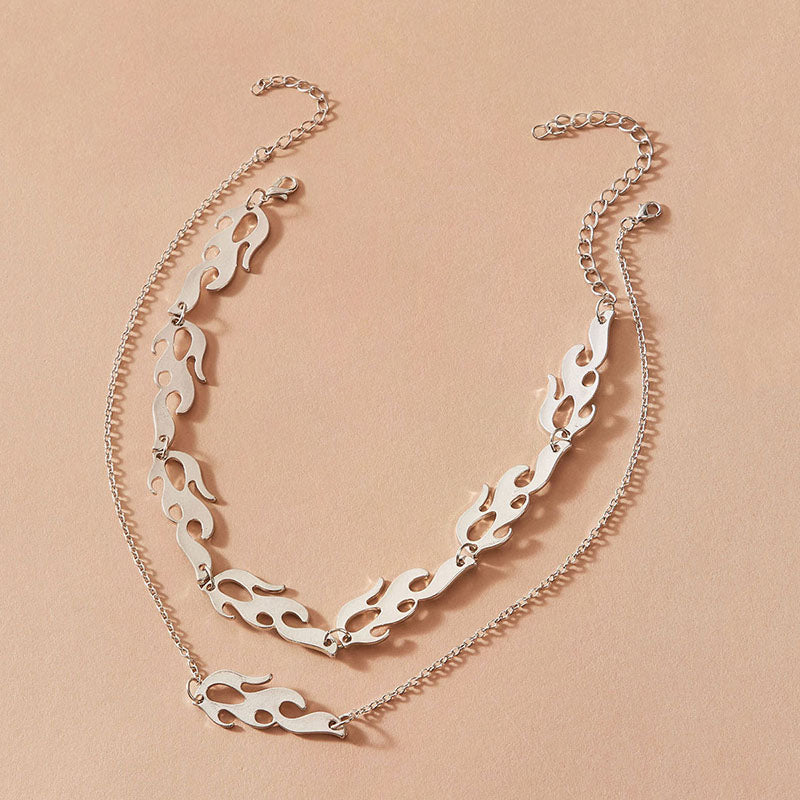 Punk Fire Flame Multi-Layered Chokers Necklaces