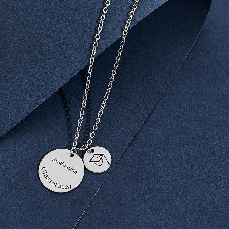 Round Graduation Pendant Necklace Red Crystal Graduation Heart Necklaces