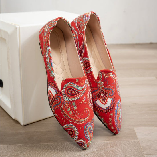 Women's Creative Print Versatile Flat Pointed-toe Loafers