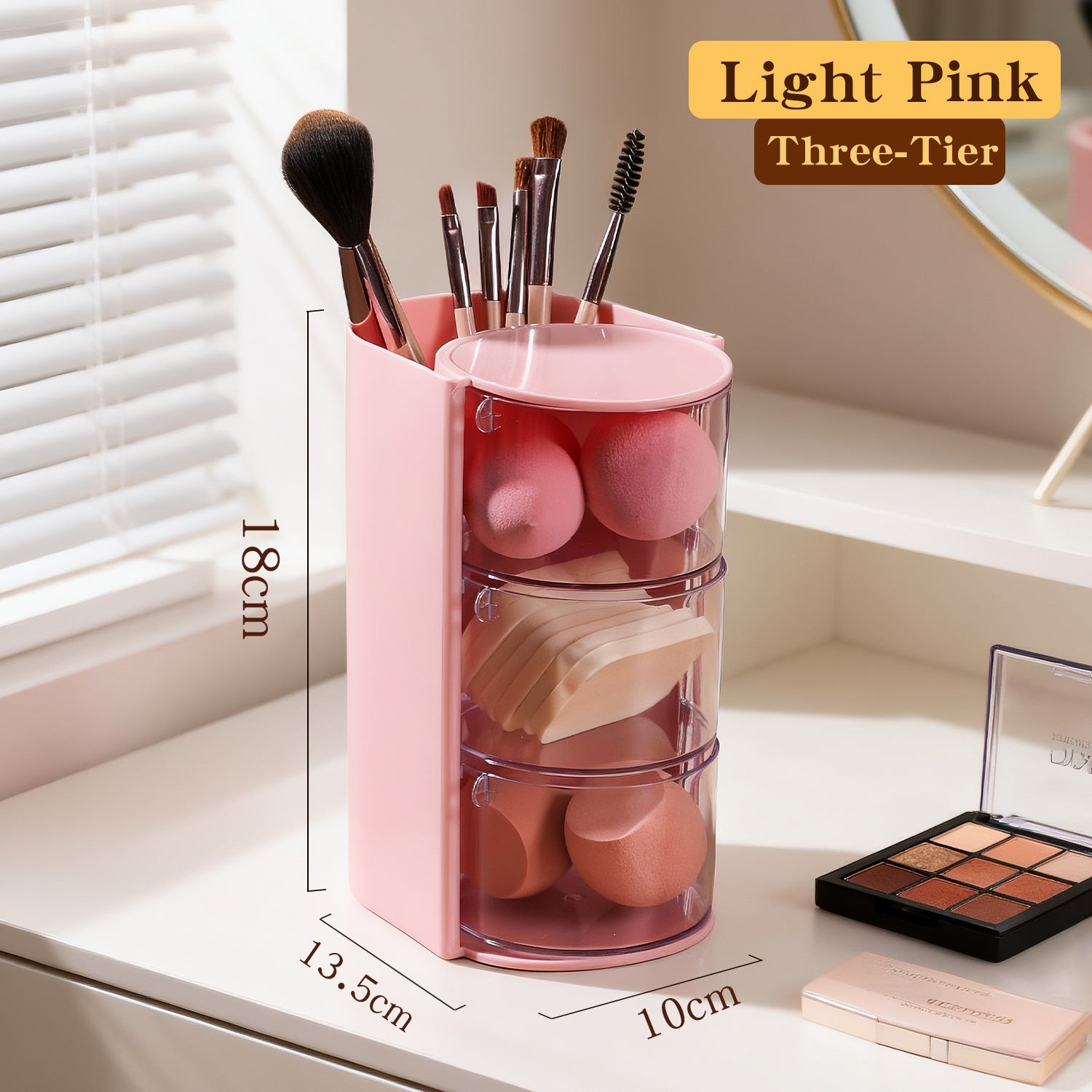 Solid-color Minimalist Multi-tier Rotating Cosmetic Organizer