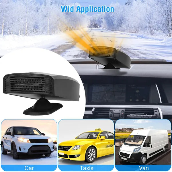 Portable Car Heater Heating Fan 2 In 1 Defroster Defogger Demister Windshield Heater Automotive Cooling Fan With Rotating Base