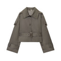 Women's Stand Collar Lapel Trench Coat Long Sleeve Coat