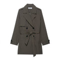 Temperament Women's Hydrophobic Windproof Double Breasted Trench Coat
