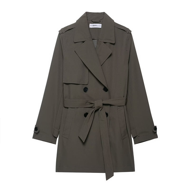 Temperament Women's Hydrophobic Windproof Double Breasted Trench Coat