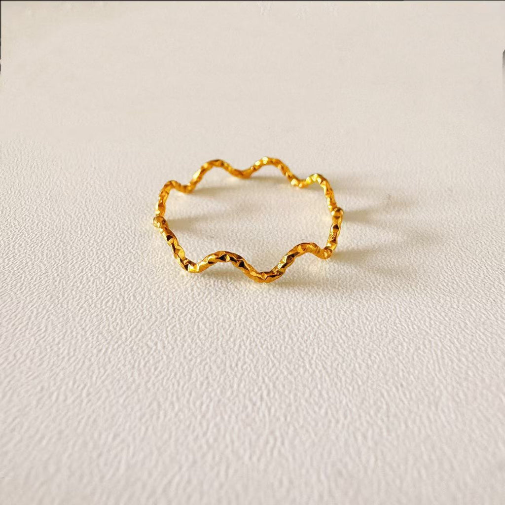 Ring With A Herringbone Pattern Knuckle Ring For The Index Finger Plain Band Plated