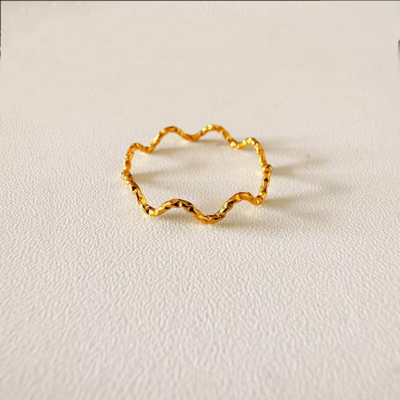 Ring With A Herringbone Pattern Knuckle Ring For The Index Finger Plain Band Plated